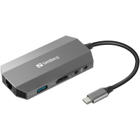 USB Docking station 8 portar | USB-C till 2xA, 1xC, HDMI, Ethernet, 2x3,5mm, kortläsare | Sandberg Travel ASA02377
