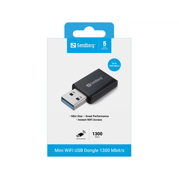 WiFi-adapter 1.300 Mbit/s | Sandberg Mini | grå SE400085 - 5