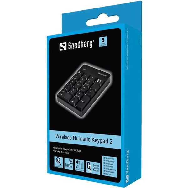 Sandberg Wireless Numeric Keypad 2, svart 630-05 238888 - 2