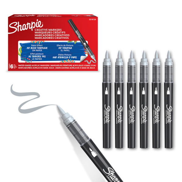 Akrylpenna penselspets | Sharpie Creative | grå | 6st SE001059 - 2