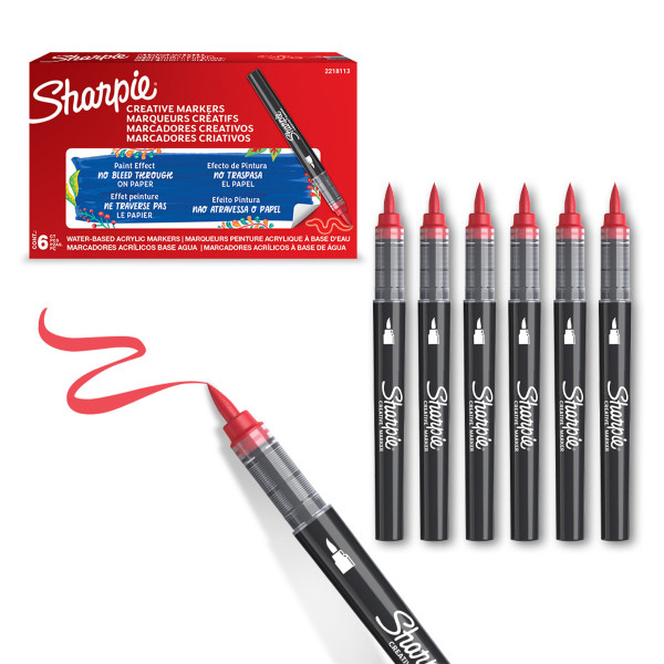Akrylpenna penselspets | Sharpie Creative | röd | 6st SE001024 - 2
