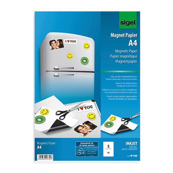 Sigel magnetiskt Inkjet-papper matt A4 | 5 ark ip440 208927 - 1