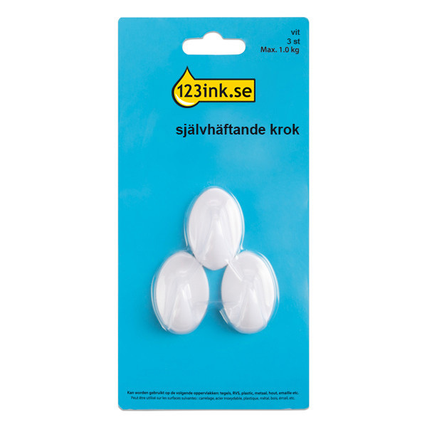 Självhäftande krok | 123ink | vit | 1kg | 3st ⭐ 77735-00000-00C AR-02P 301004 - 1