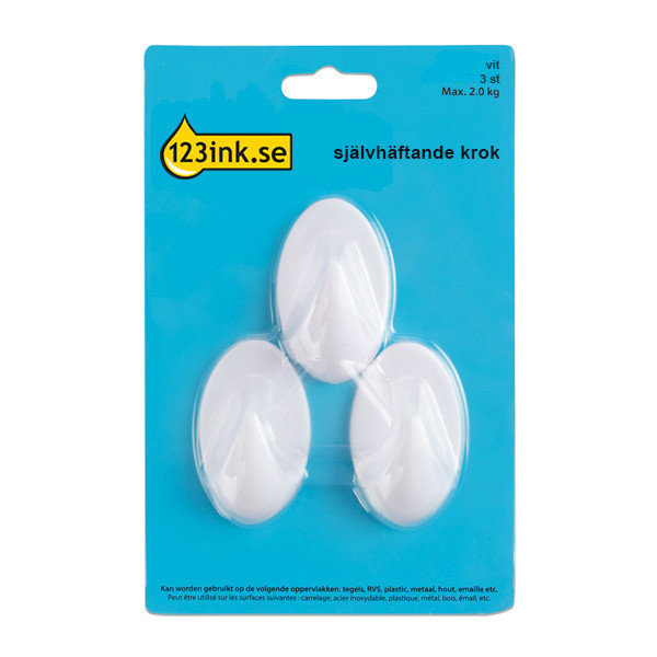 Självhäftande krok | 123ink | vit | 2kg | 3st⭐ 58013-00049-20C AR-01P W17081CC 301003 - 1