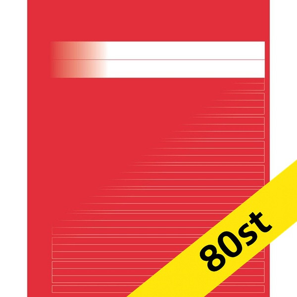 Skrivhäfte 17x21cm baslinjerat | 5mm | röd | 80st SE000628 - 1
