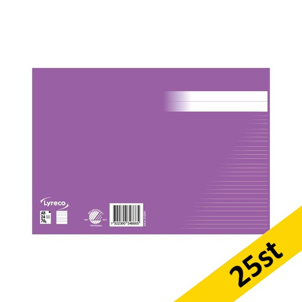 Skrivhäfte A5 linjerat | 5+5+5+7mm | lila | 25st SE000752 - 1