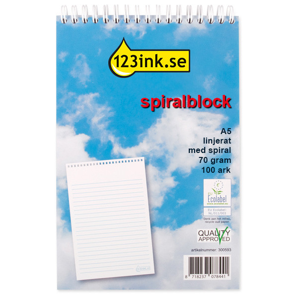 Spiralblock A5 linjerat | 100 ark | 123ink K-5505-SPC 300593 - 1