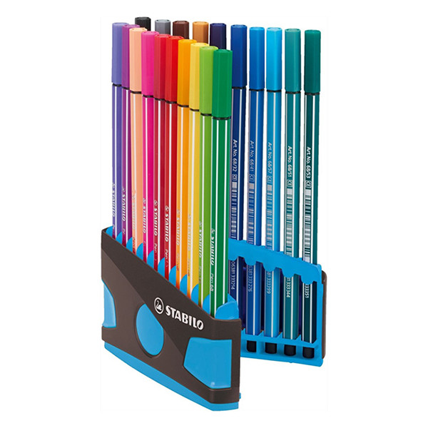Stabilo Tuschpenna Point 68 ColorParade med blå/grå hållare | Stabilo | blandade färger | 20st BE6820-031-04 200197 - 1