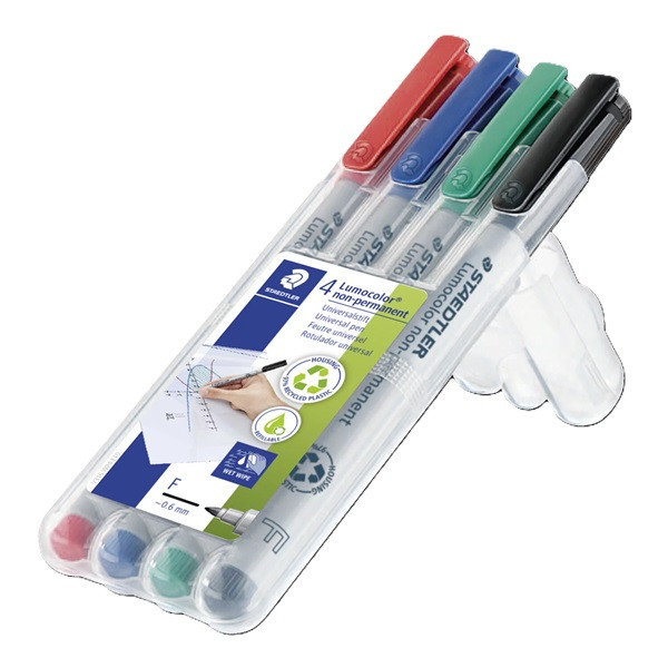 Staedtler Märkpenna icke-permanent | Staedtler Lumocolor 316 | sorterade färger | 4st 316WP4 209530 - 3