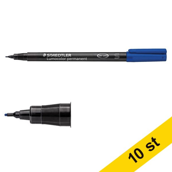 Staedtler Märkpenna permanent 0.4mm | Staedtler Lumocolor 313 | blå | 10st  424731 - 1