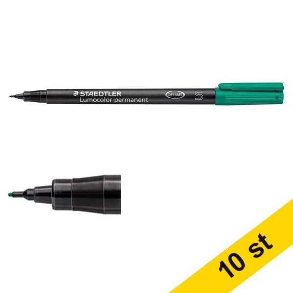 Staedtler Märkpenna permanent 0.4mm | Staedtler Lumocolor 313 | grön | 10st  424732 - 1