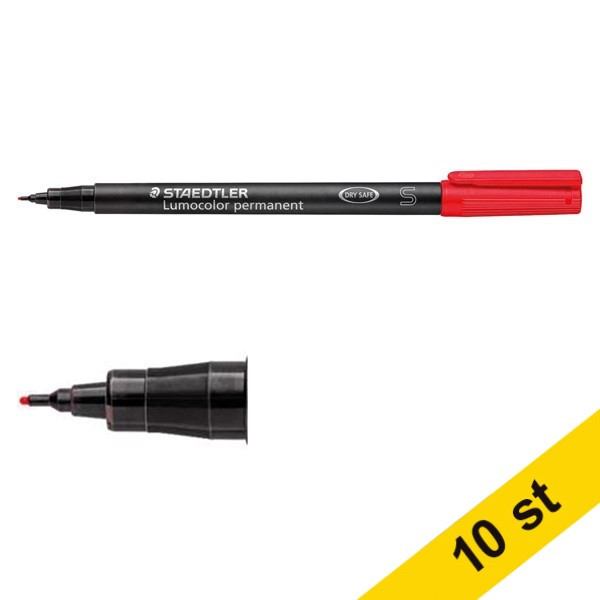 Staedtler Märkpenna permanent 0.4mm | Staedtler Lumocolor 313 | röd | 10st  424730 - 1