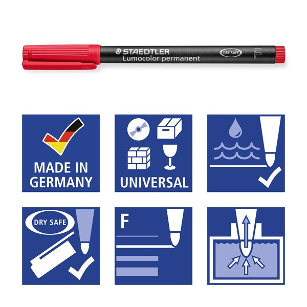 Staedtler Märkpenna permanent 0.6mm | Staedtler Lumocolor 318 | blå 318-3 424735 - 5