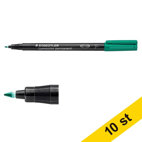 Staedtler Märkpenna permanent 0.6mm | Staedtler Lumocolor 318 | grön | 10st  424740 - 1