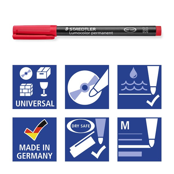 Staedtler Märkpenna permanent 1.0mm | Staedtler Lumocolor 317 | blå 317-3 424743 - 5