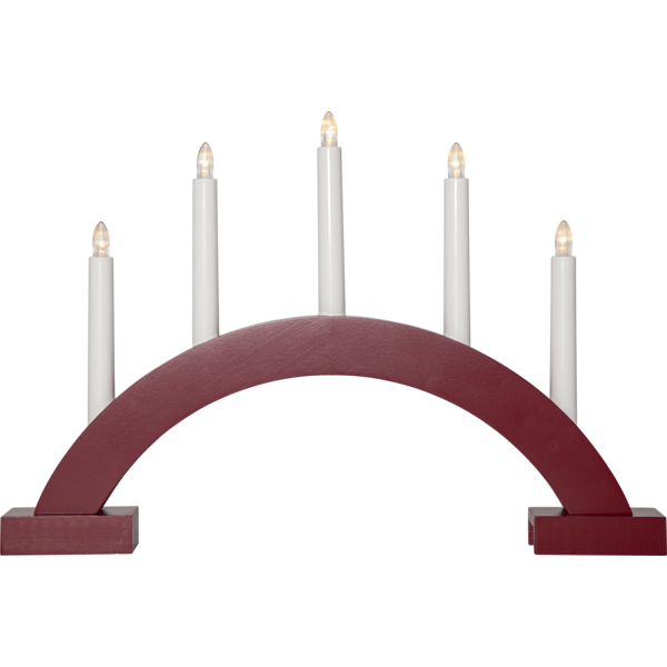Batteridriven ljusstake ABBE | 5-arm | trä | röd [Star Trading] 502453 - 1