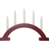 Batteridriven ljusstake ABBE | 5-arm | trä | röd [Star Trading] 502453