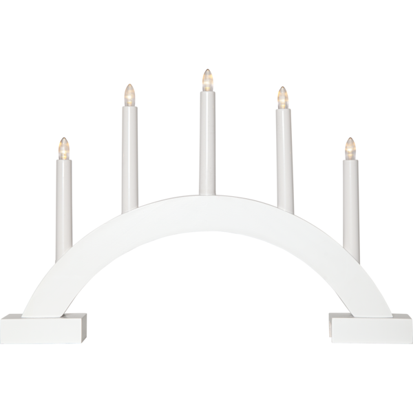 Batteridriven ljusstake ABBE | 5-arm | trä | vit [Star Trading] 502452 - 1