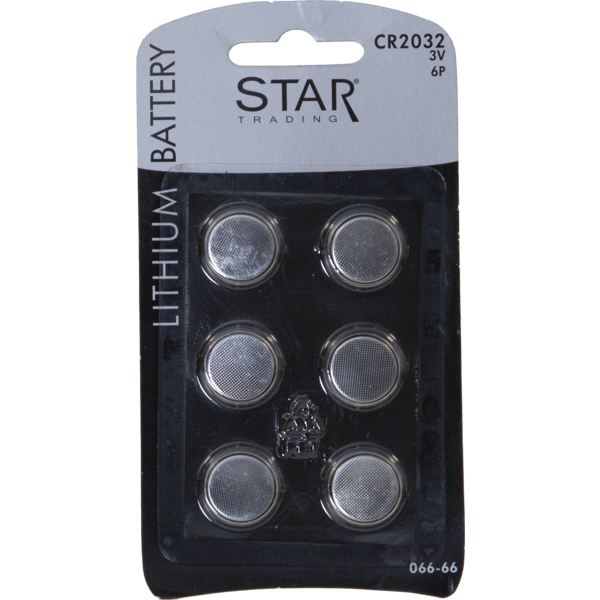 Star Trading CR2032 Lithium knappcellsbatteri 6-pack 066-66 500688 - 2