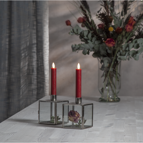 LED Antikljus Flamme | 15cm | mörkröd 2st [Star Trading] 361367 - 2
