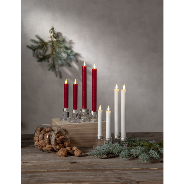 LED Antikljus Flamme | 24.5cm | mörkröd 2st [Star Trading] 361219 - 3