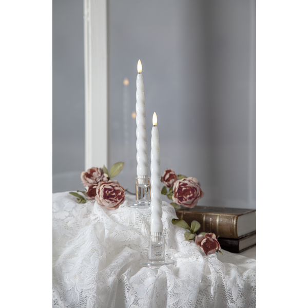 LED Antikljus Flamme Shine | 24.5cm | vit [Star Trading] 2st 501535 - 2