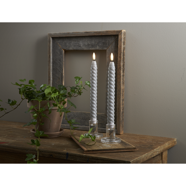 LED Antikljus Flamme Swirl | 25cm | grå 2st [Star Trading] 361506 - 2