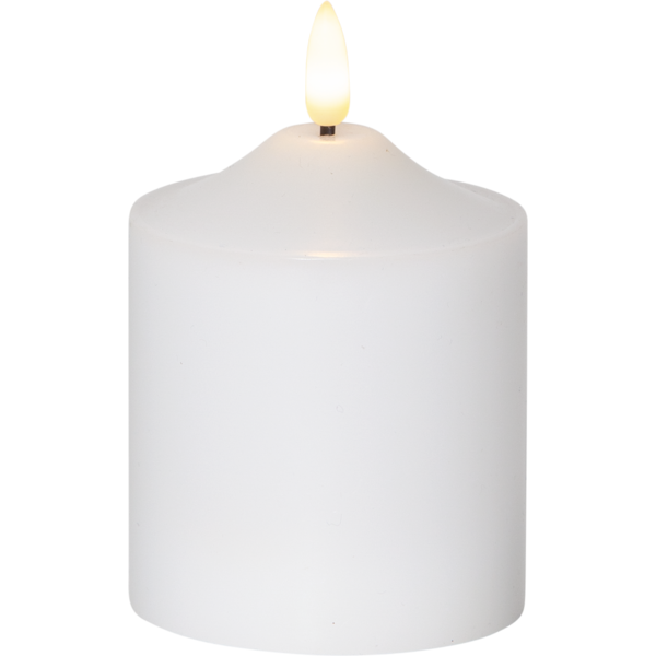 LED Blockljus Flamme | 	Ø7,5cm x 12cm | vit [Star Trading] 361228 - 1