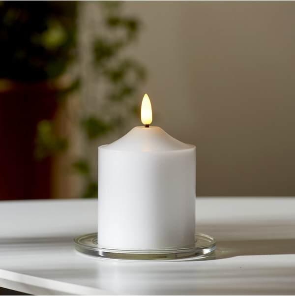 LED Blockljus Flamme | 	Ø7,5cm x 12cm | vit [Star Trading] 361228 - 3