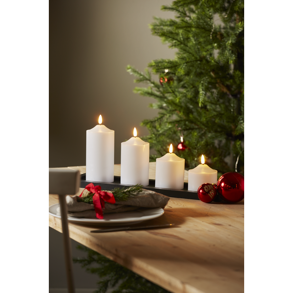 LED Blockljus Flamme | 	Ø7,5cm x 12cm | vit [Star Trading] 361228 - 4