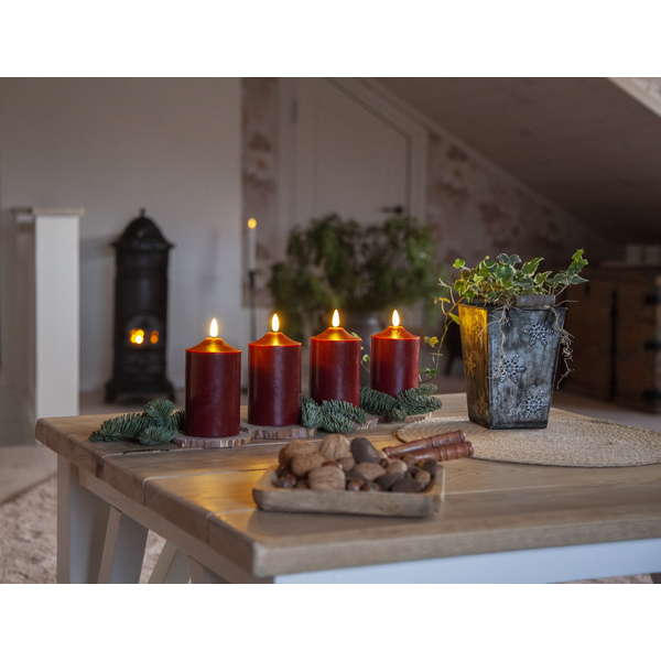 LED Blockljus Flamme | 	Ø7,5cm x 15cm | mörkröd [Star Trading] 361226 - 4