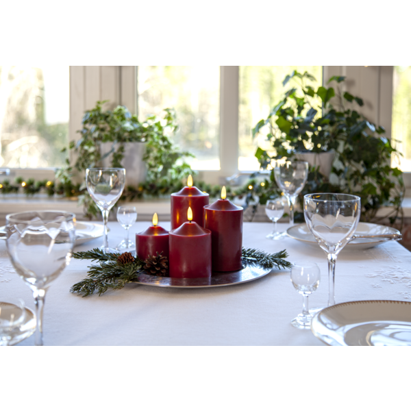 LED Blockljus Flamme | 	Ø7,5cm x 15cm | mörkröd [Star Trading] 361226 - 5