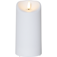 LED Blockljus Flamme | 	Ø7,5cm x 15cm | vit [Star Trading] 500696