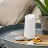 LED Blockljus Flamme | 	Ø7,5cm x 15cm | vit [Star Trading] 500696