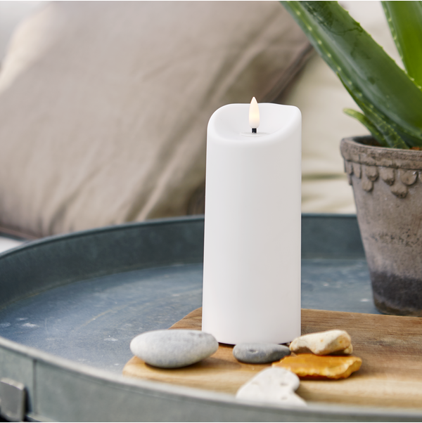 LED Blockljus Flamme | 	Ø7,5cm x 18cm | vit [Star Trading] 500695 - 2