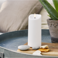 LED Blockljus Flamme | 	Ø7,5cm x 18cm | vit [Star Trading] 500695