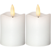 LED Blockljus Flamme | Ø5cm x 7,5cm | vit [Star Trading] 2st 361224 - 2