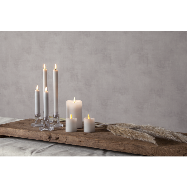 LED Blockljus Flamme | Ø5cm x 7,5cm | vit [Star Trading] 2st 361224 - 3