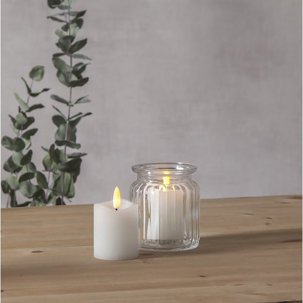 LED Blockljus Flamme | Ø5cm x 7,5cm | vit [Star Trading] 2st 361224 - 4