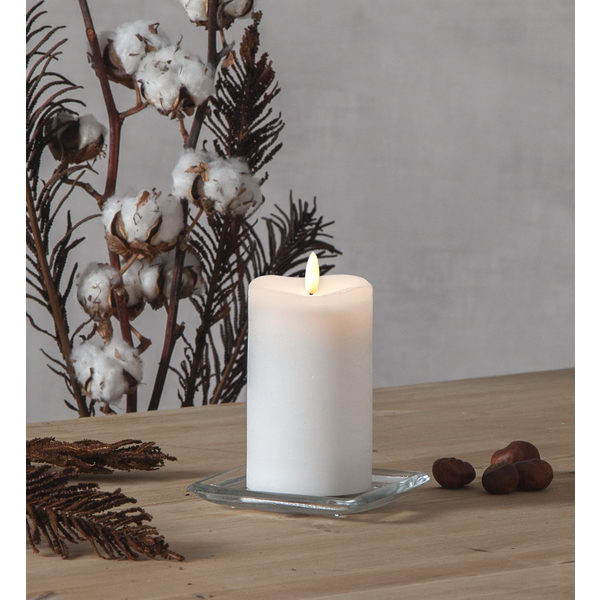 LED Blockljus Flamme | Ø7.5cm | vit [Star Trading] 361225 - 2