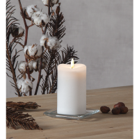 LED Blockljus Flamme | Ø7,5cm x 14cm | vit [Star Trading] 361225