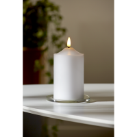 LED Blockljus Flamme | Ø7,5cm x 15cm | vit [Star Trading] 361229