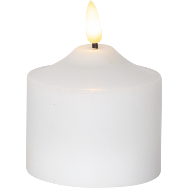 LED Blockljus Flamme | Ø7,5cm x 9,5cm | vit [Star Trading] 361227 - 1