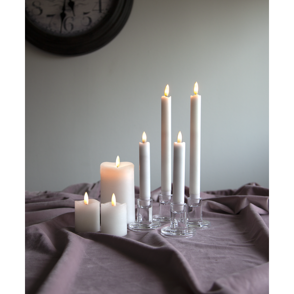 LED Blockljus Flamme | 14cm | vit [Star Trading] 361225 - 3