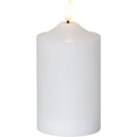 LED Blockljus Flamme | 15cm | vit (vax) [Star Trading] 361229