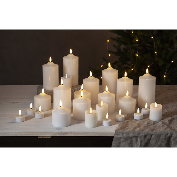 LED Blockljus Flamme | 9.5cm | vit [Star Trading] 361227 - 3