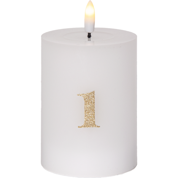 LED Blockljus Flamme Advent | Ø10cm x 12,5cm | vit [Star Trading] 4st 502313 - 3
