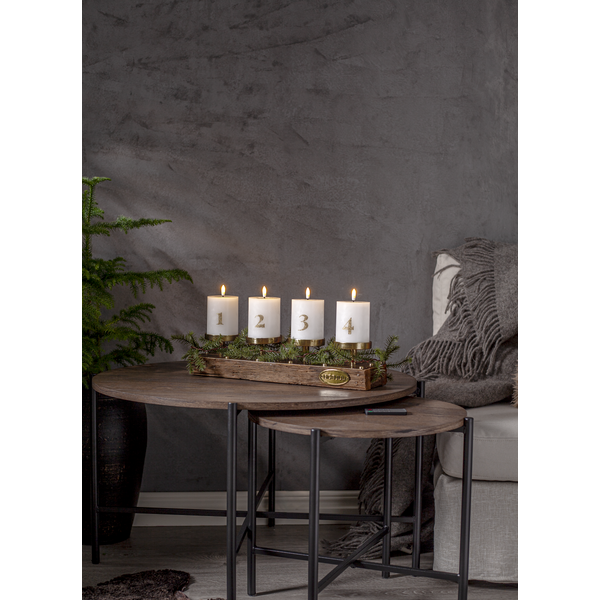 LED Blockljus Flamme Advent | Ø10cm x 12,5cm | vit [Star Trading] 4st 502313 - 4