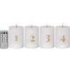 LED Blockljus Flamme Advent | 12,5 cm | vit 4st [Star Trading] 502313 - 1
