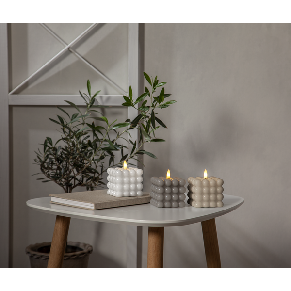 LED Blockljus Flamme Dot | 7,5cm x 9,5cm | beige [Star Trading] 362085 - 3